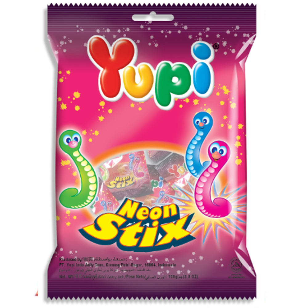 Yupi Sour Neon Stix Peg Bag 108g
