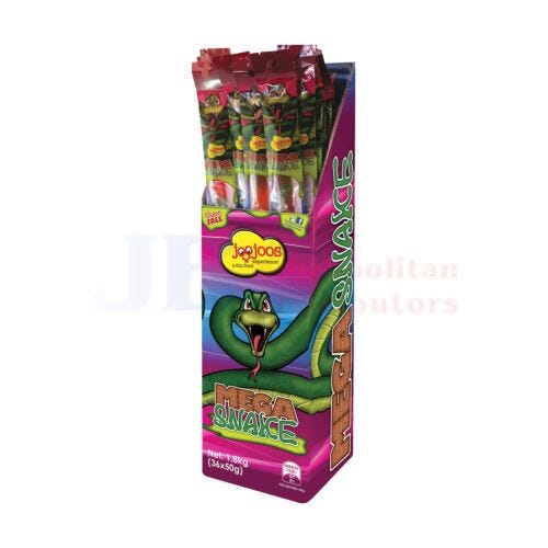 Joojoos Mega Snakes Wrapped 50g (36 Pack)