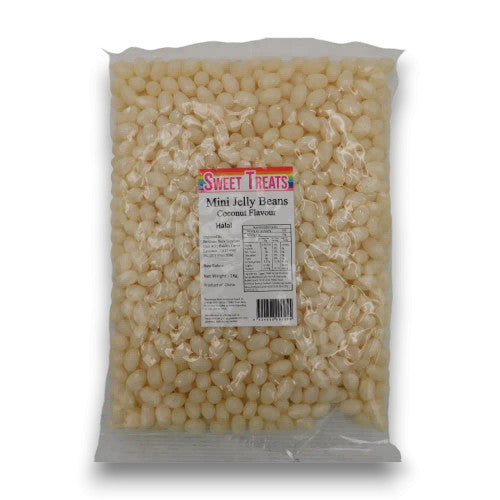 Sweet Treats Mini Jelly Beans - White with a Coconut Flavour (1kg Bag)