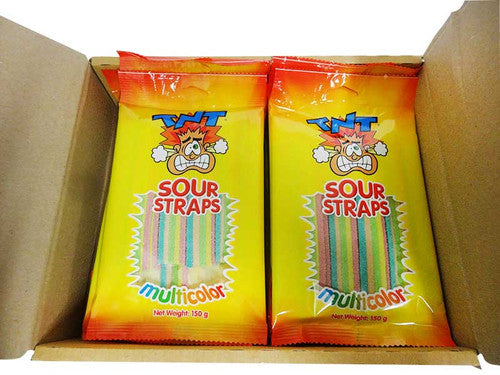 TNT Sour Straps - Multicolour - Hang Sell Bags (150g bag x 24pc box)