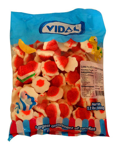 Vidal Jelly Filled Strawberries and Cream (1kg Bag - approx 85pc)