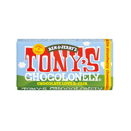 Tony's Chocolate Ben & Jerry White Strawberry Cheesecake 180g